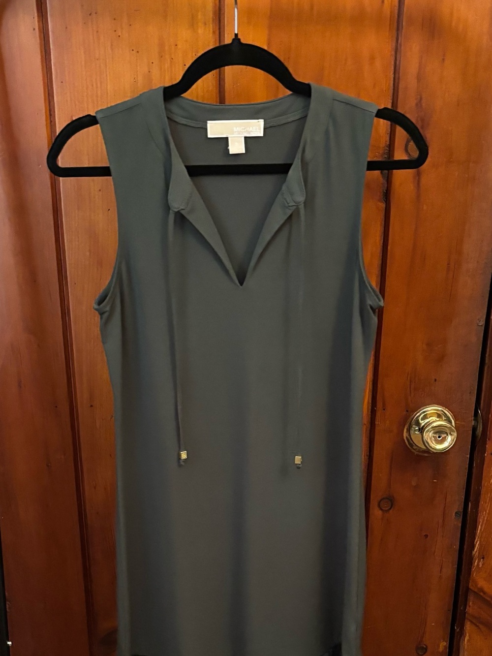 Michael Kors Olive Sleeveless V-Neck Midi Dress